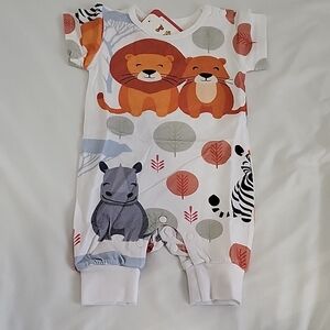 PatPat Safari Friends Kids Bodysuit - White, Orange, Gray